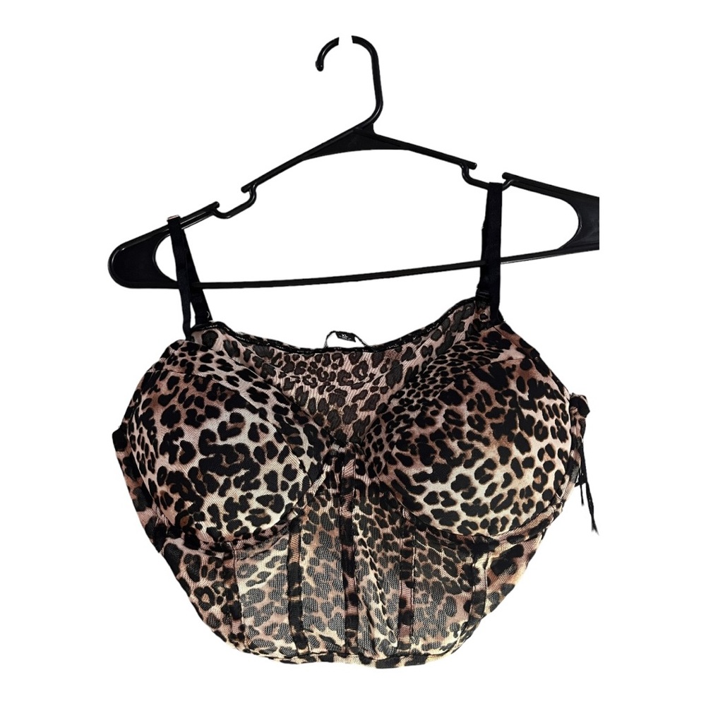 Haute Monde Sexy Leopard Print Corset Bustier Top - Sz XL"